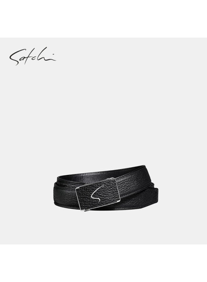 Satchi Men's Leather Belt, Business Casual Automatic Buckle, Shark Skin Waistband, Birthday Gift For Boyfriend Or Husband, Size 135 - Image 1