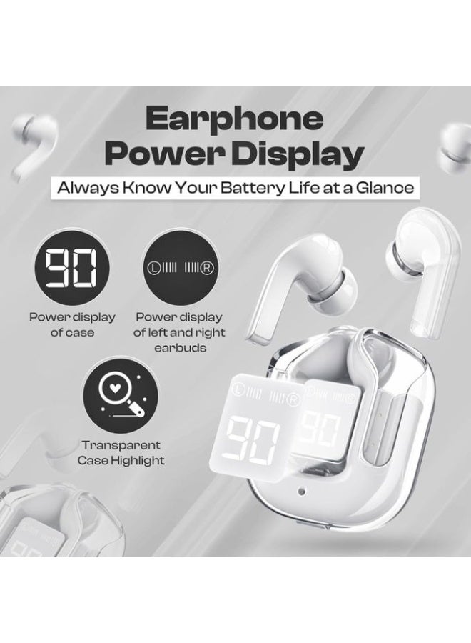 Wireless Earbuds Bluetooth Noise Isolating Earbuds Compatible with iPhone and Android - Digital Display Charging Case (white) - Image 3