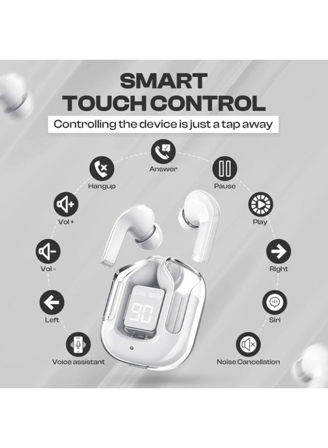 Wireless Earbuds Bluetooth Noise Isolating Earbuds Compatible with iPhone and Android - Digital Display Charging Case (white) - Image 2