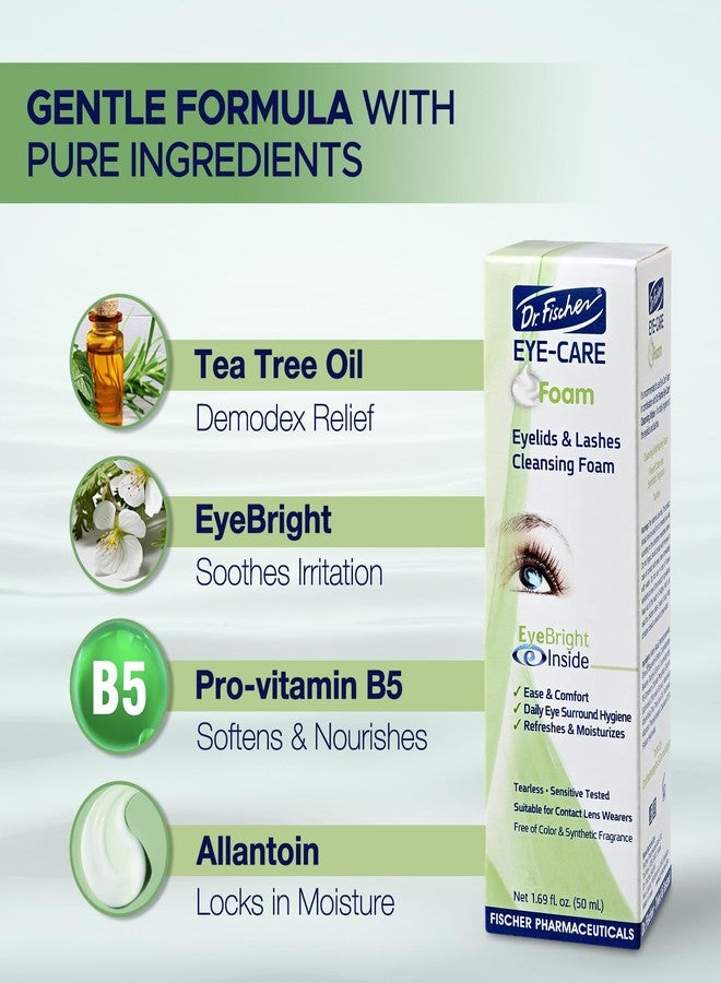 Dr. Fischer Tea Tree Oil Eyelid Cleanser - Eye Lid Scrub and Wash - Gentle Eyelash Foam Tear Free - Image 3