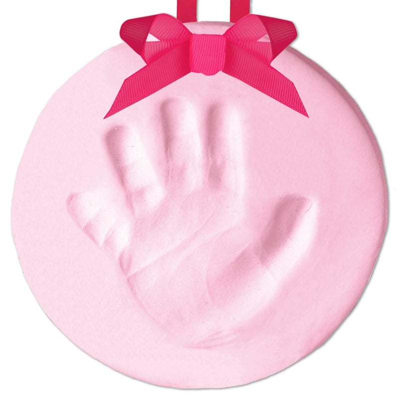 Pearhead Babyprints Baby's First Handprint or Footprint Ornament Kit, Easy No-Bake DIY Clay Impression, Christmas Baby Keepsake Gift, Pink - Image 1