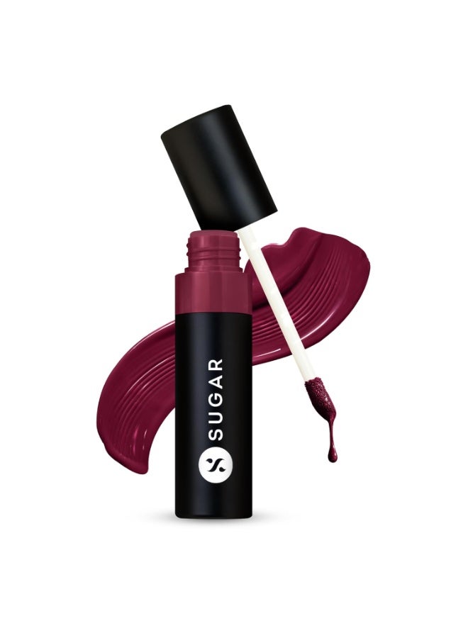 شوجر كوزماتيكس أحمر شفاه لامع مقاوم للتلألؤ من شوغر كوزمتكس | يدوم حتى 24 ساعة | مقاوم للتلطيخ والتلطخ - 3 مل - 13 لون توت ميرلو - Image 1