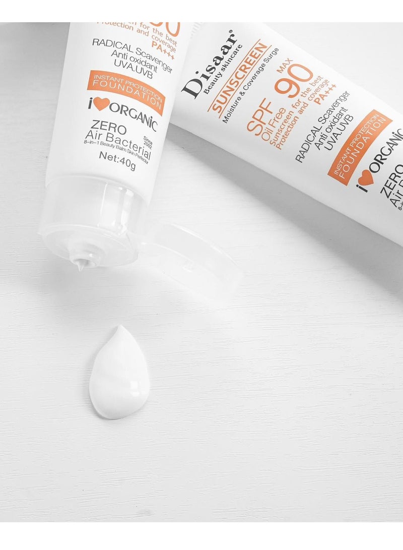 Disaar Buy 2 Get 2 Original Disaar Sunscreen SPF 90 PA+++ Oil Free Sunblock for Face and Body Lightweight Long Lasting Waterproof UV Protection Whitening and Anti Aging Daily Sun Cream I Love Organic Suitable for All Skin Types - Image 5