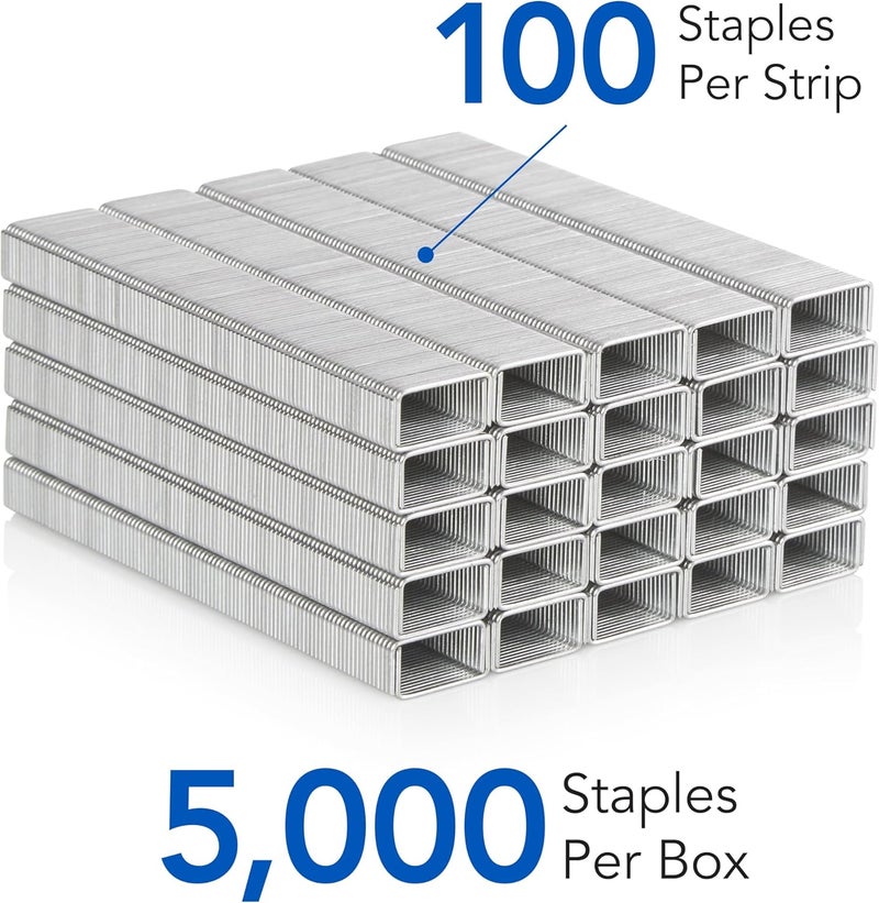 Swingline Staples, Heavy Duty, 1/4" Length, 25 Sheet Capacity, 100/Strip, 5000/Box, 1 Pack (79394), Silver - Image 3
