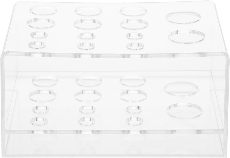 Acrylic Makeup Brush Storage Rack Organizer, Desktop Cosmetic Holder with Drying Stand, 14.5x10.3x7cm, Makeup Accessories Storage Container for Vanity and Travel - Image 1