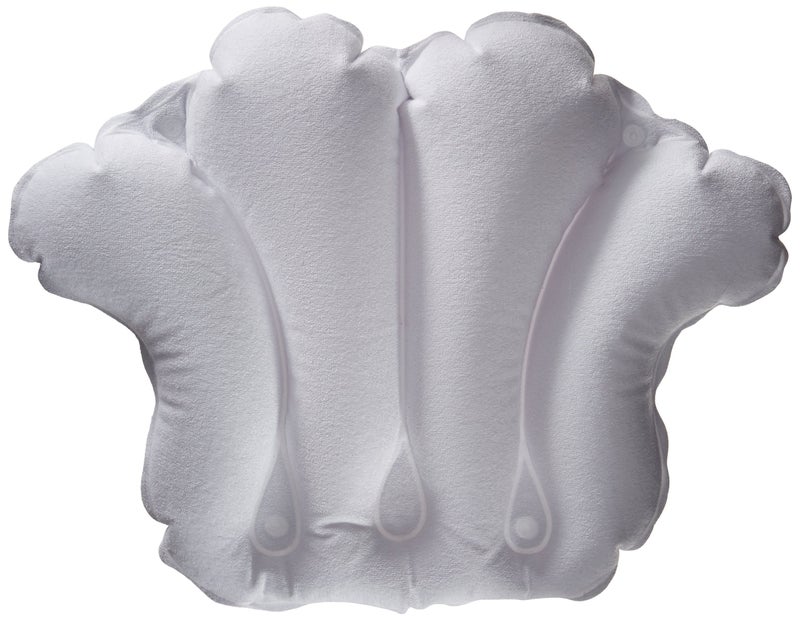 Aquasentials Inflatable Bath Pillow Terry Cloth White