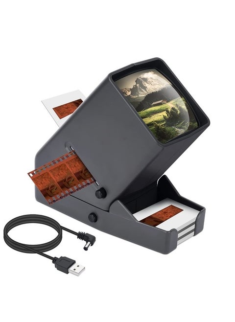 35mm Slide and Film Viewer, Negative Viewer, Desk Top LED Lighted Illuminated Viewing, 3X Magnification, USB Powered