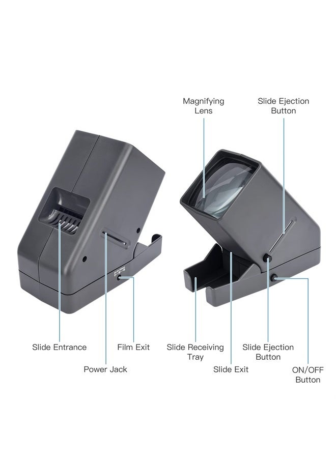 35mm Slide and Film Viewer, Negative Viewer, Desk Top LED Lighted Illuminated Viewing, 3X Magnification, USB Powered