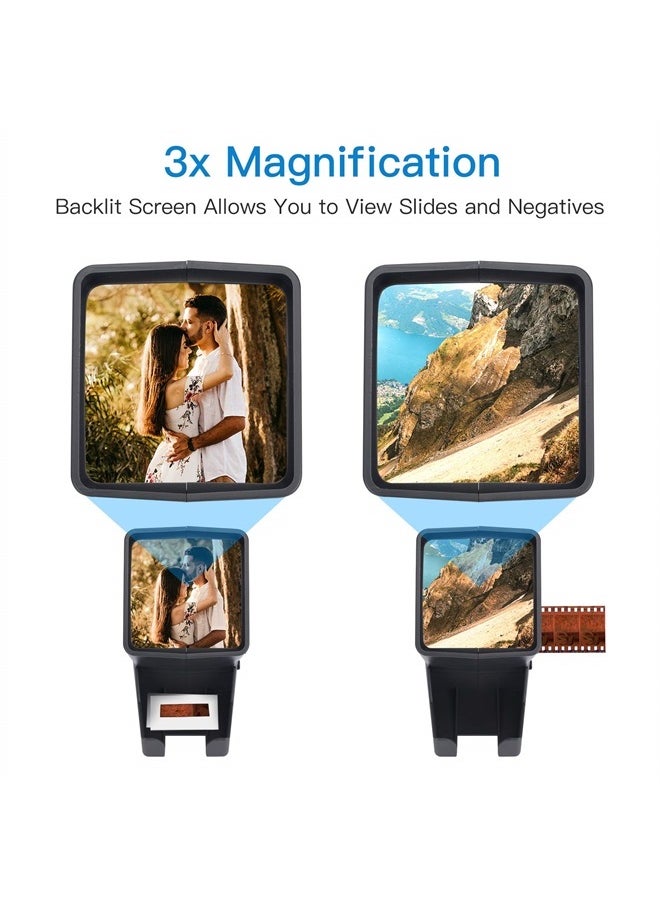 35mm Slide and Film Viewer, Negative Viewer, Desk Top LED Lighted Illuminated Viewing, 3X Magnification, USB Powered