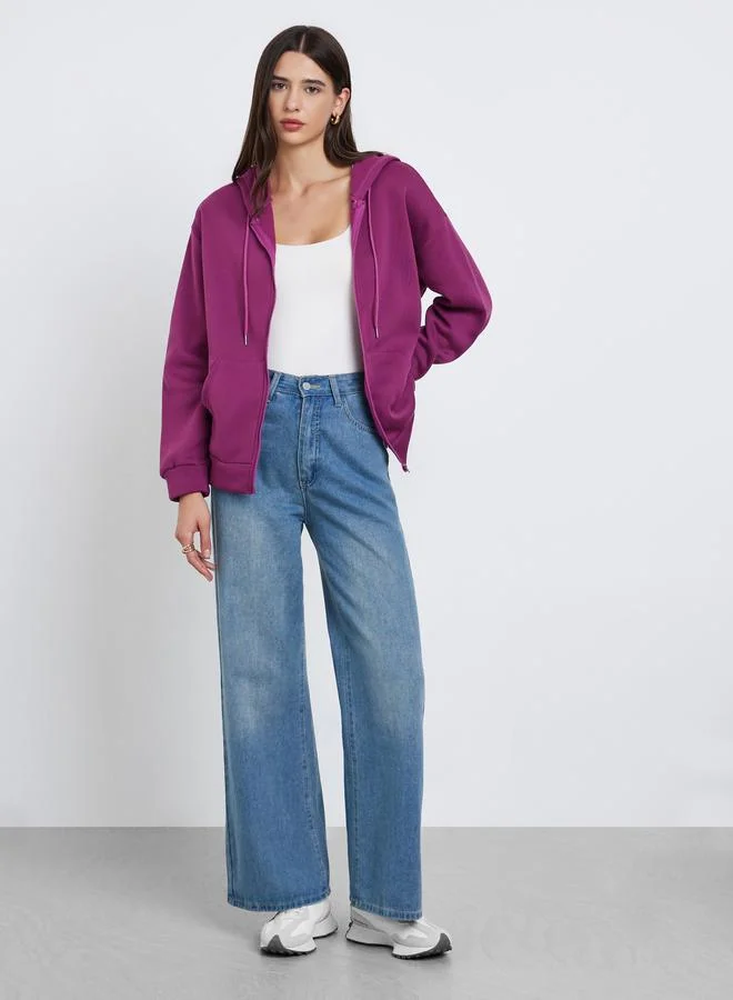 Styli Styli Purple Relaxed Fit Hooded Jacket