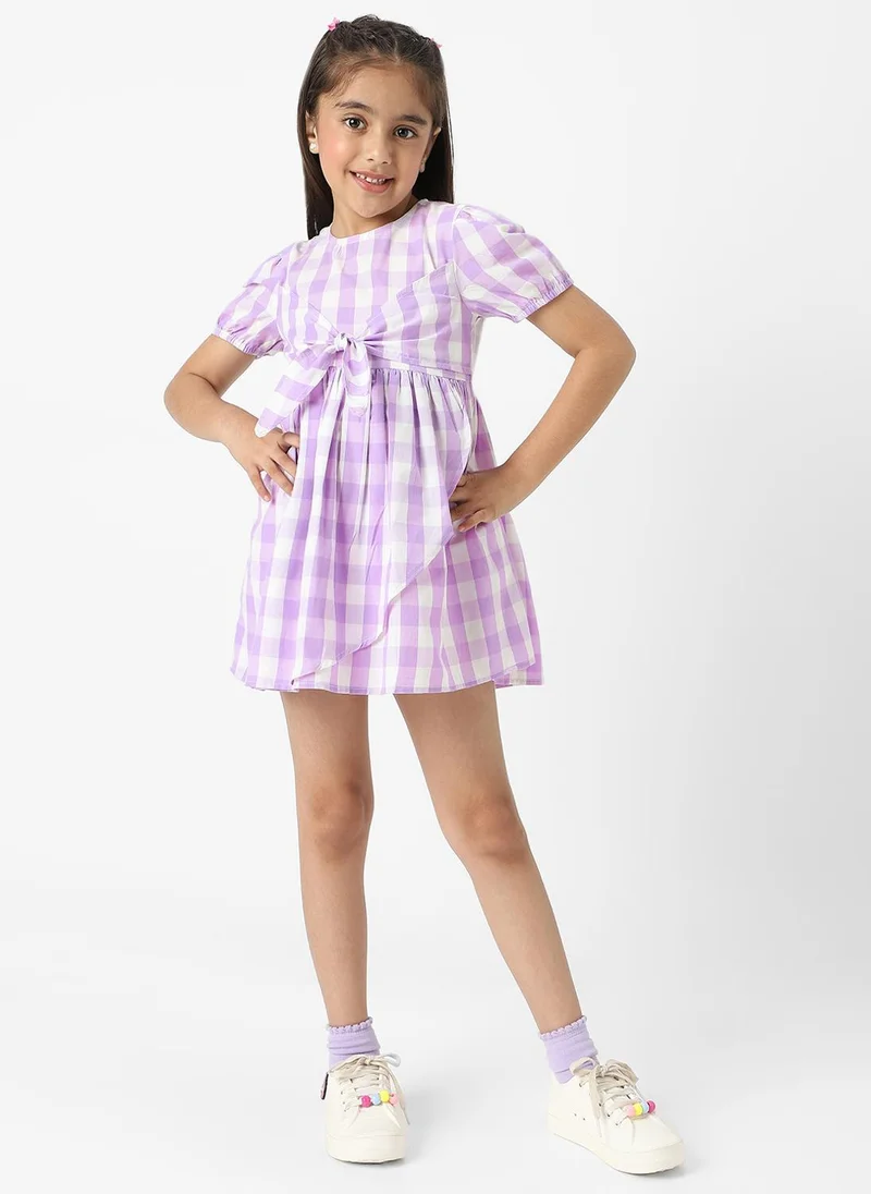 Nautinati Gingham Tie-Front Dress