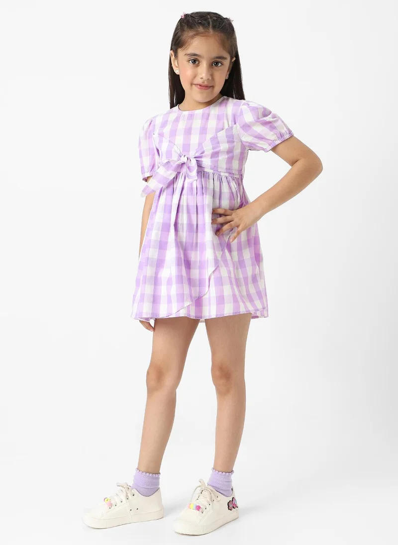 Nautinati Gingham Tie-Front Dress