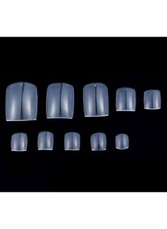 Luzen 500 Pieces False Toe Nails Art Nail Tips Artificial Nails Sticker Natural Acrylic False Toe Nails Tips (Transparent)  - Image 2