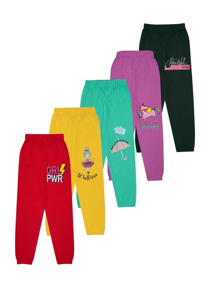 KYDA KIDS®100% Cotton Printed Track Pant for Baby Girls (Pack of 5) - Image 1