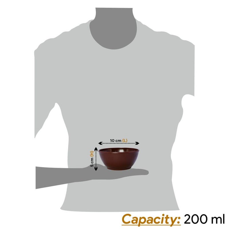 Wonder Wonder Homeware Premium Microwave Safe Round Plain Katori Set Set of 12 200 ml Brown Grey  - Image 3