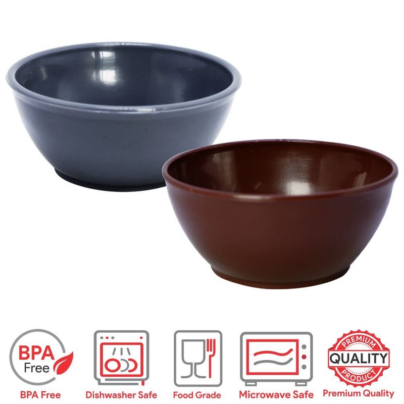 Wonder Wonder Homeware Premium Microwave Safe Round Plain Katori Set Set of 12 200 ml Brown Grey  - Image 4