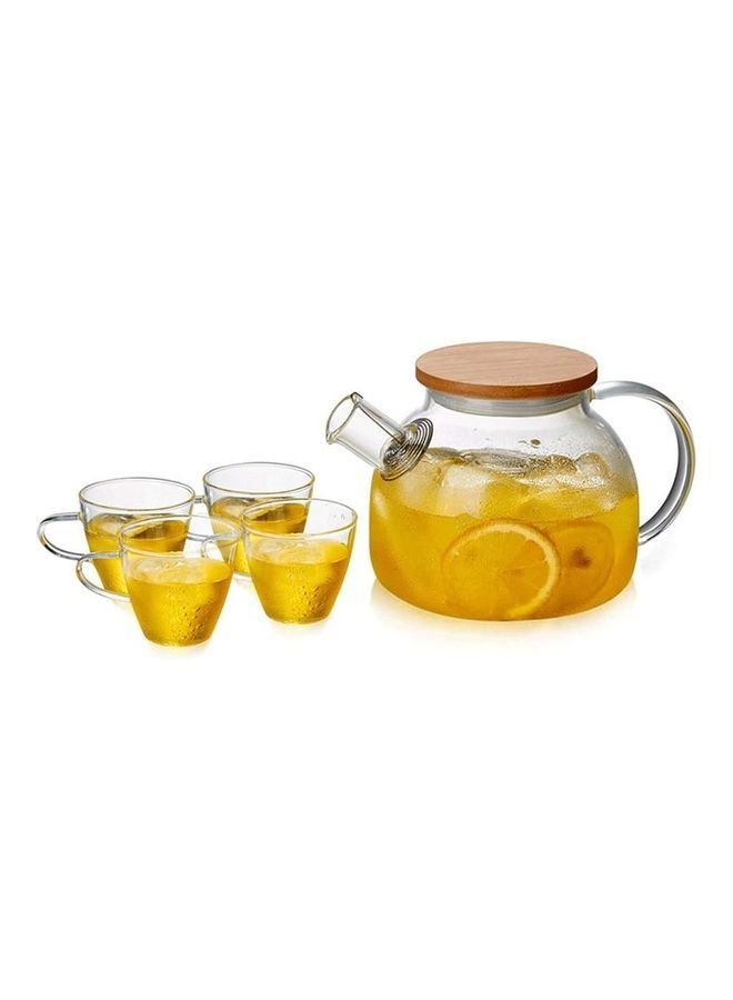 NIBEMINENT Heat Resistant Glass Teapot Set Clear 1000ml - Image 1