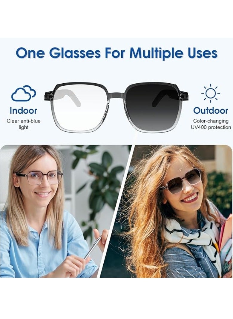 M MIAOYAN Bluetooth Smart Glasses, Photochromic Sun Lenses and Blue Light Blocking - Wireless Glasses for Calls, Music Voice Assistant - Lightweight Frames for Indoor, Outdoor Work  - Image 4