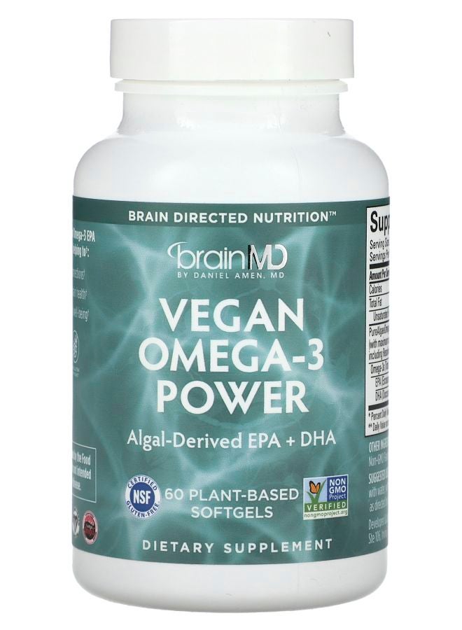 BRAINMD Vegan Omega-3 Power 60 Plant-Based Softgels