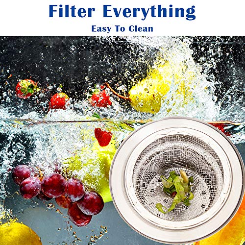 BESSEEK 2 Pcs Heavy Duty Stainless Steel Slop Basket Filter Trap, 4.41" Top / 2.44" Mesh Metal Sink Strainer, Perfect for Kitchen Sink/Bathroom Bathtub RV Wash Basin Floor Drain Balcony Drain Hole - Image 2