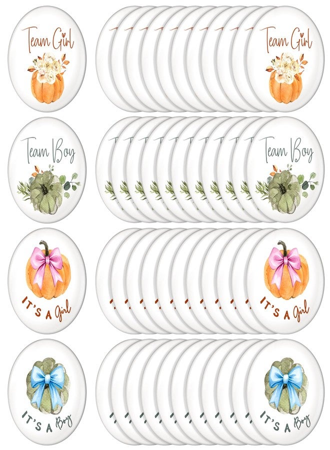 Highergo 48 Pcs Thanksgiving Fall Pumpkins Gender Reveal Pins Button Team Boy or Girl Pins Thanksgiving Gender Reveal Games Decorations Blue Pink Badge New Baby Shower Favors for Guests Party Supplies - Image 1