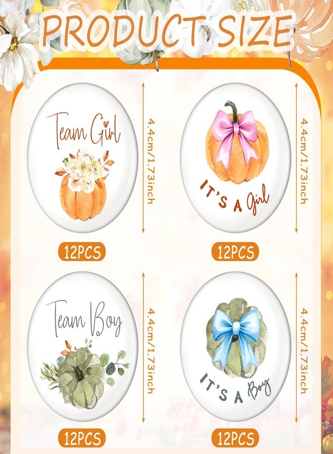 Highergo 48 Pcs Thanksgiving Fall Pumpkins Gender Reveal Pins Button Team Boy or Girl Pins Thanksgiving Gender Reveal Games Decorations Blue Pink Badge New Baby Shower Favors for Guests Party Supplies - Image 2