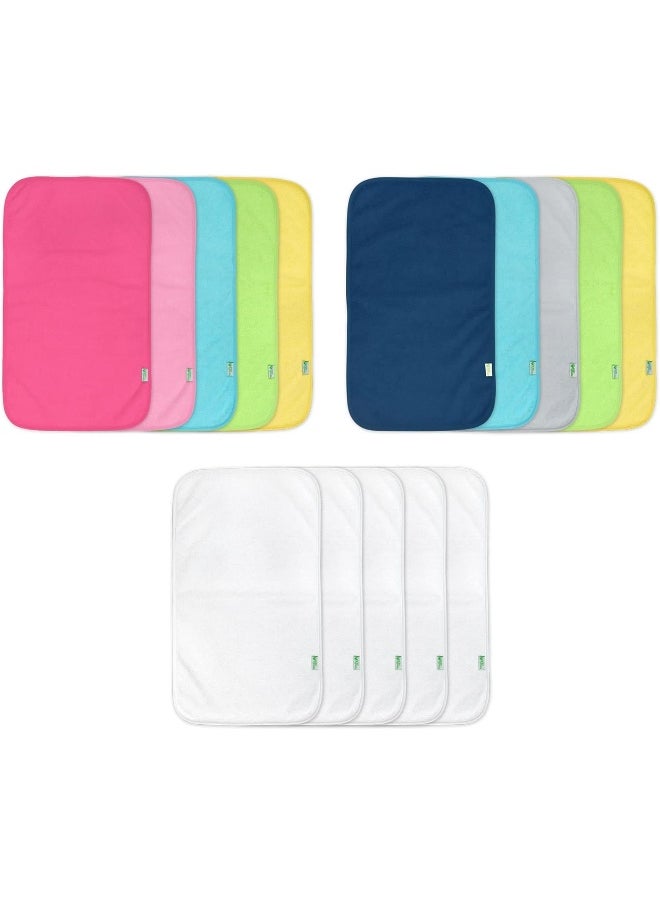 green sprouts green sprouts Stay-Dry Burp Pads (5 Count) | Ultimate protection from drools & spit ups | Waterproof protection, Soft & absorbent terry, Machine washable, White 17"x10"(Pack of 1)  - Image 3