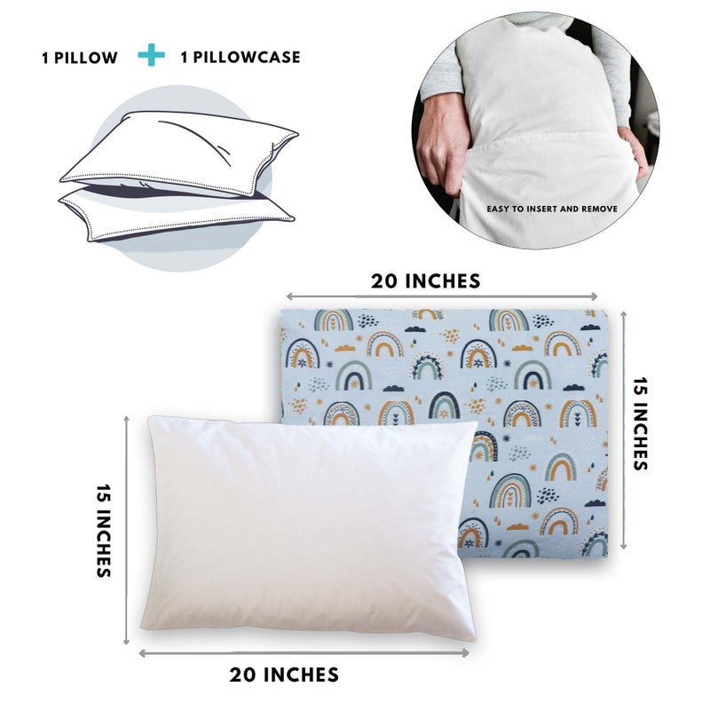 KRADYL KROFT Toddler Pillow with 100% Cotton Removable Cover - 20 X 15 Inches | Children Pillows | Baby Pillows - Rainbow Rain - Image 3