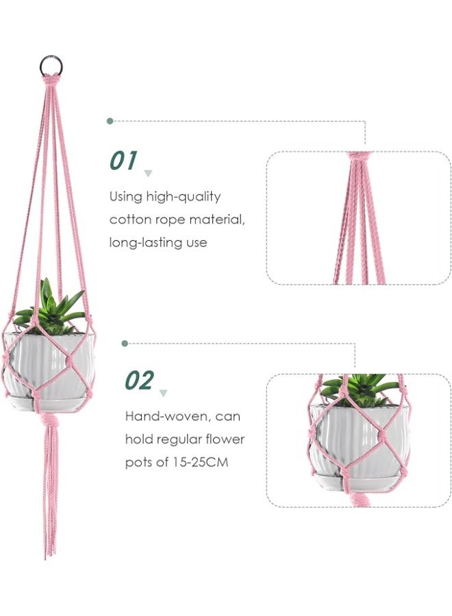 انتيكيانو مكرمية معلقة نباتات – ديكور يدوي من القطن – الطول ‎105‎ سم. - Image 3