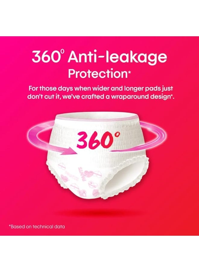 Kotex Overnight Period Panties (Medium/Large size, pack of 4 panties) for heavy flow period protection | with 360 degree anti-leakage design & airy-soft fabric | 1 panty = ~3 regular pads - Image 2
