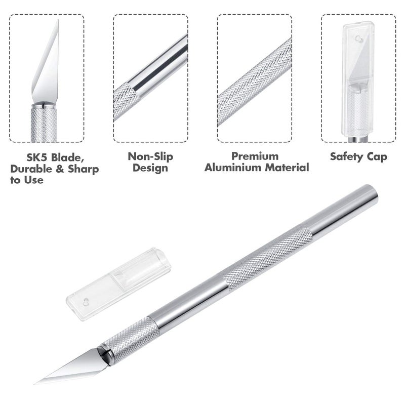 Anezus Craft Knife Precision Cutter and Self Healing Cutting Craft Mat Hobby Knife Set with 30 PCS Knife for Art Hobby Craft Scrapbooking Stencil - Image 3