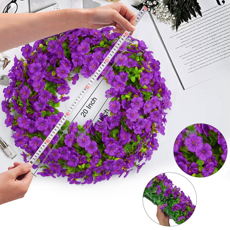 Elecxlink 20 Inch Spring Summer Wreaths for Front Door, Artificial Flowers Violet Silk Floral Wreaths with Fake Plants Green Eucalyptus Leaves for Outdoors Farmhouse Wall Wedding Porch Home Decor - Image 2
