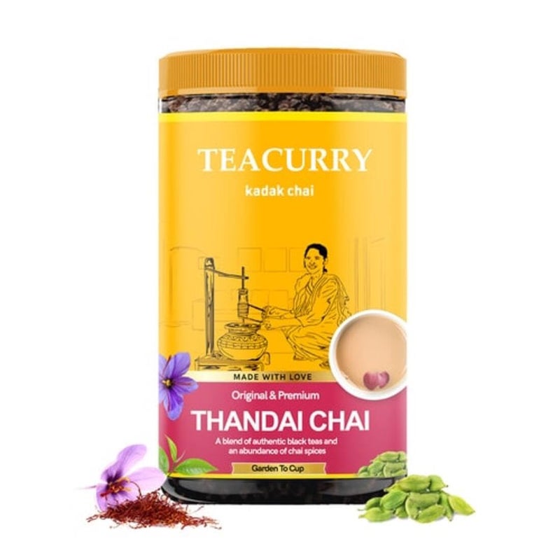 TEACURRY Thandai Chai (100 Grams, 50 Cups) - Thandai Tea with Assam Black Tea - 100% Natural Flavoured Tea | Refreshing & Tasteful Thandai Flavor Chai Tea - Image 1
