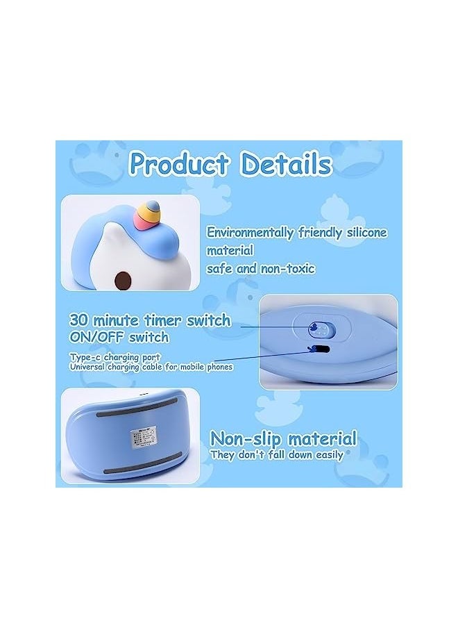 Generic - Unicorn Night Lights for Kids Bedroom, LED Squishy Unicorn Lamp with Wobbling Amusement, Silicone Dimmable Nursery Nightlight, Rechargeable Bedside Touch Lamp with 30min Timer, Blue - Image 1