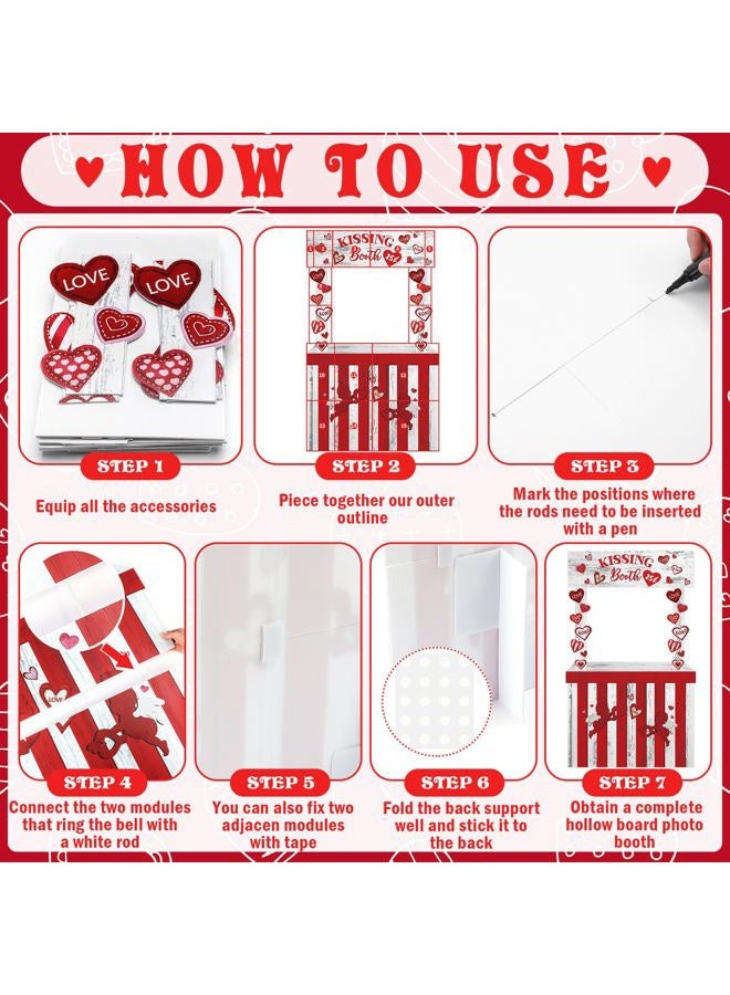 Cinnvoice Valentine Kissing Booth 58.27 x 33.86 Inches Plastic Kissing Booth Stand Valentines Photo Prop Decorative Sign for Carnival Party Decorations Outdoor - Image 3
