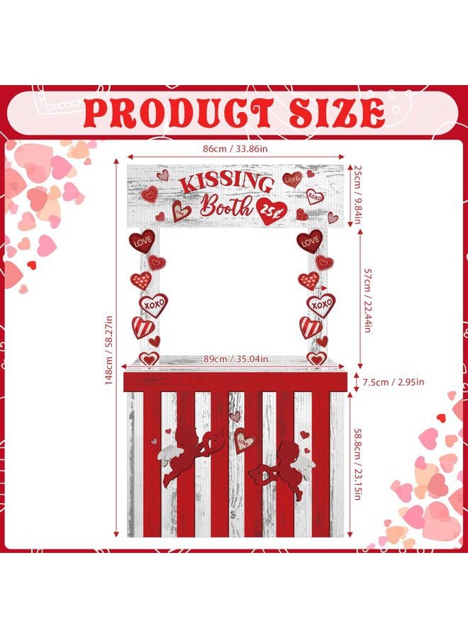 Cinnvoice Valentine Kissing Booth 58.27 x 33.86 Inches Plastic Kissing Booth Stand Valentines Photo Prop Decorative Sign for Carnival Party Decorations Outdoor - Image 5