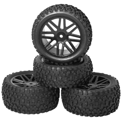 Vgoohobby OD 88mm/3.46"12mm Hex Wheel Rims Rubber Tires with Sponge Replacement for 1/10 RC Off-Road Buggy Car,Black - Image 3