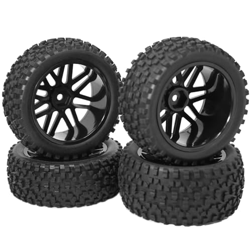 Vgoohobby OD 88mm/3.46"12mm Hex Wheel Rims Rubber Tires with Sponge Replacement for 1/10 RC Off-Road Buggy Car,Black - Image 1