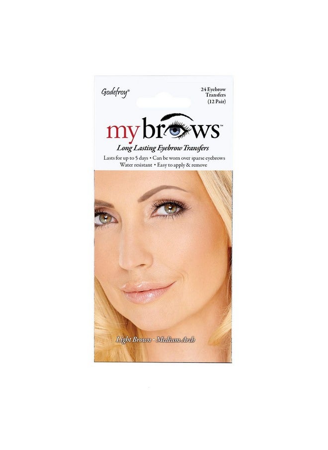 Godefroy Godefroy MyBrows Long Lasting Eyebrow Transfers, Medium Arch, Light Brown, 12-Pairs of Brows  - Image 1