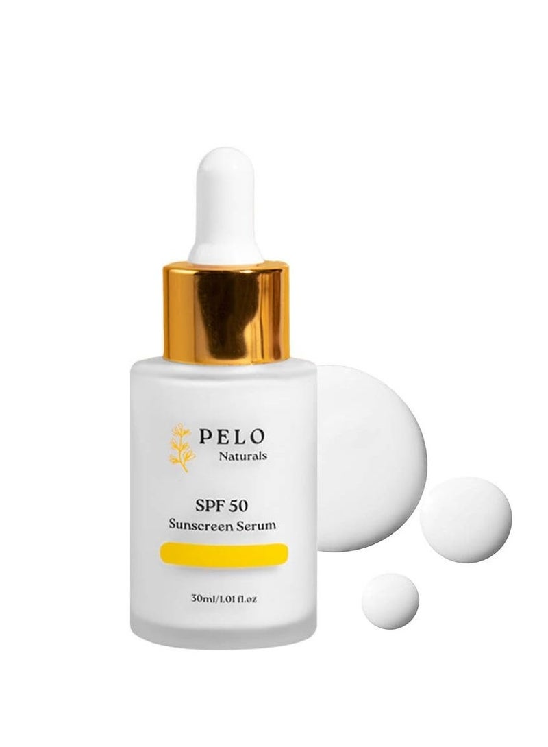 Pelo سيروم واقي من الشمس للوجه SPF50، حماية للبشرة، واقي شمس معدني واسع الطيف مع أكسيد الزنك وثاني أكسيد التيتانيوم، سريع الامتصاص، قاعدة لمسة رطبة، برائحة خفيفة - Image 1