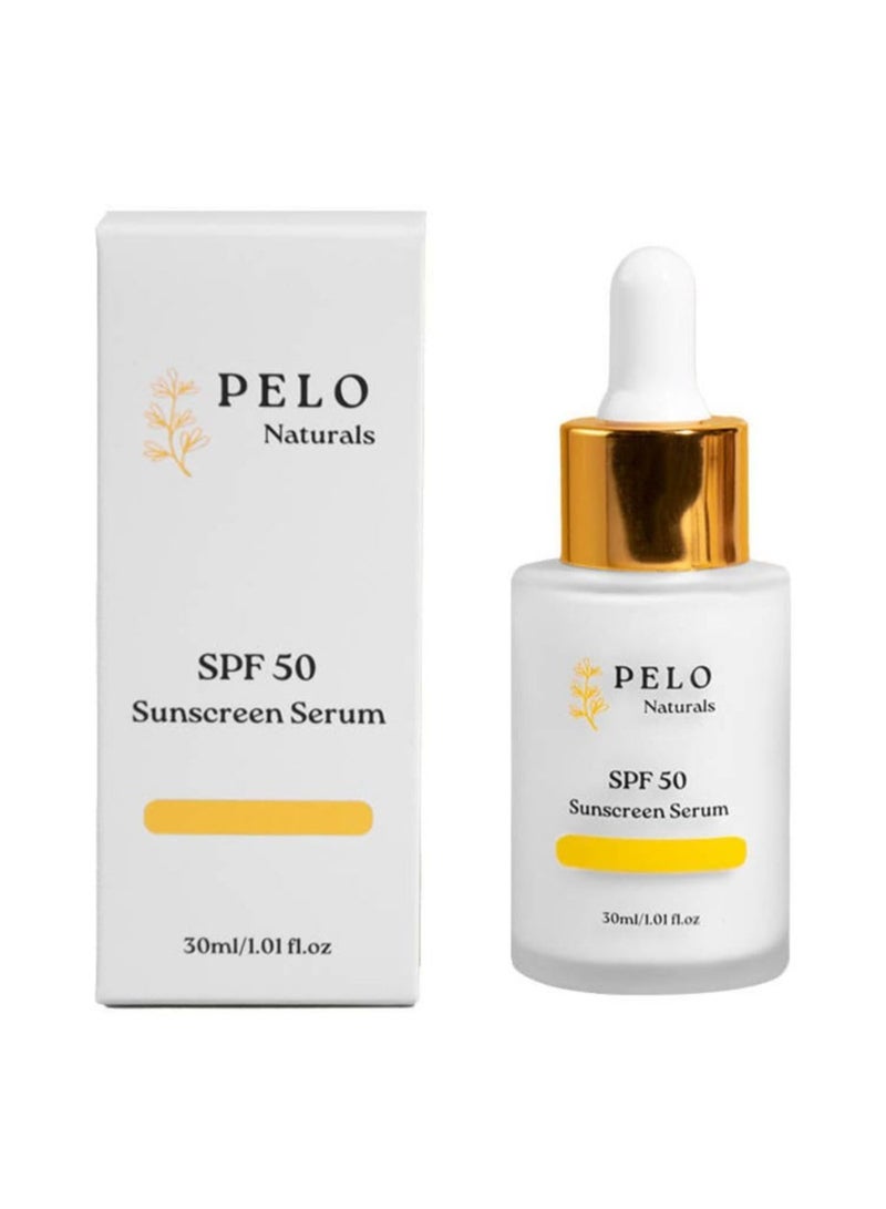 Pelo سيروم واقي من الشمس للوجه SPF50، حماية للبشرة، واقي شمس معدني واسع الطيف مع أكسيد الزنك وثاني أكسيد التيتانيوم، سريع الامتصاص، قاعدة لمسة رطبة، برائحة خفيفة - Image 2