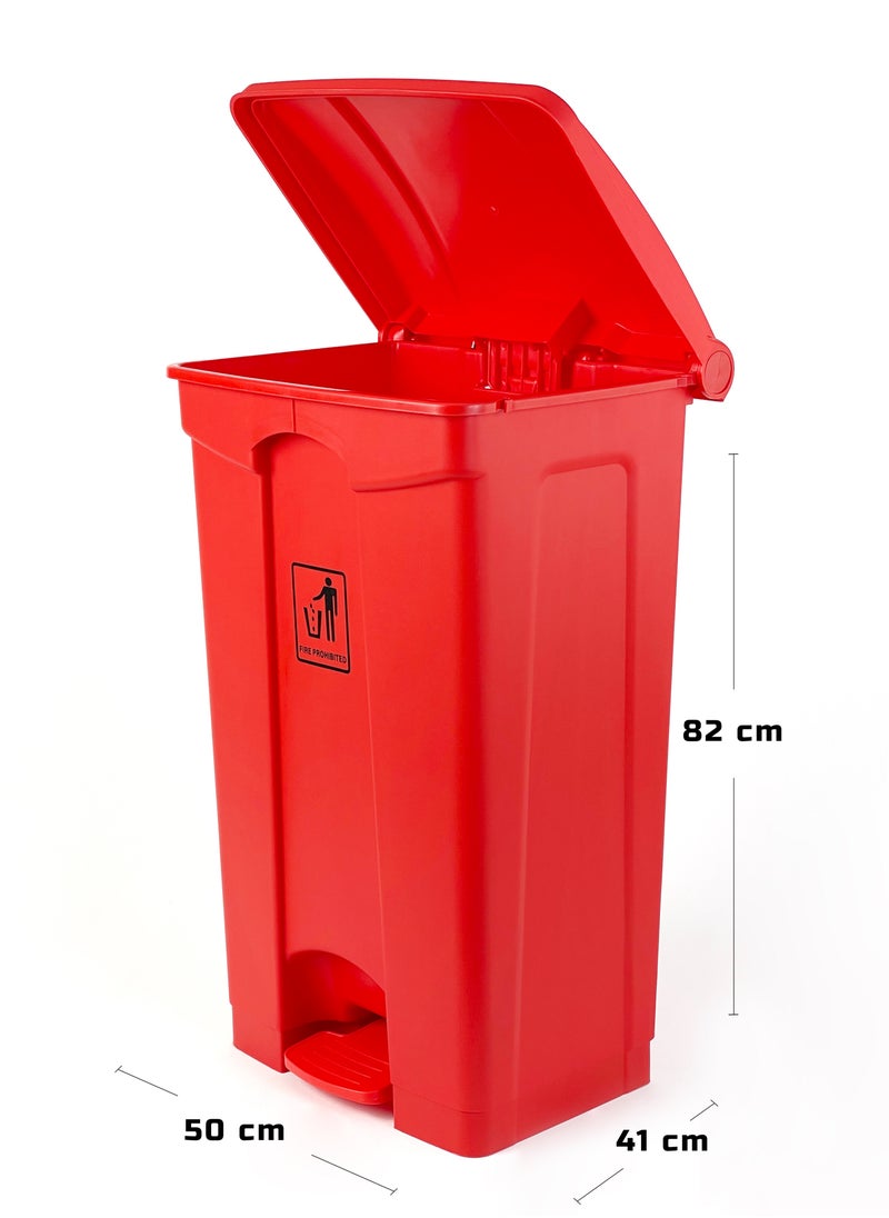 Generic - Step Trash Bin | Plastic Matte Finish | Functional Waste & Garbage Waste Bin | Suitable For Homes, Villas, Large Areas & Communal Spaces | Red | 87 Liters - Image 1