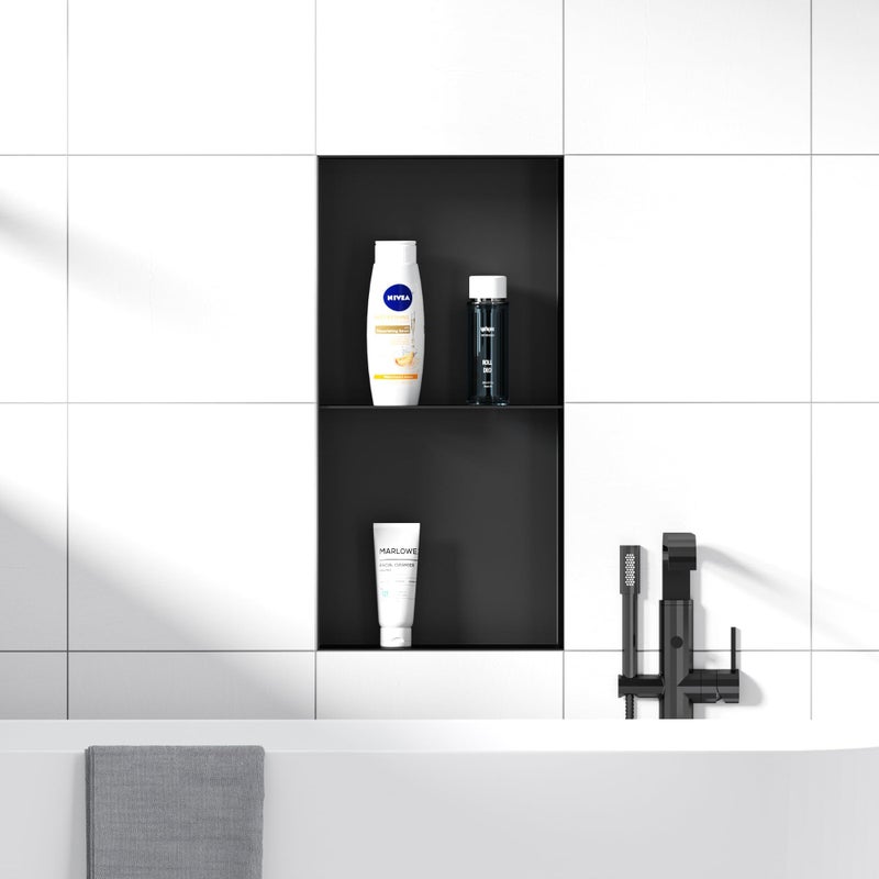 Neodrain 24X12Inch Black Shower Niche Rimless Wall Niche Stainless Steel Bathroom Wall Niche Waterproof Tile Ready Recessed Shower Cubby for Bathroom Storage Organizer - Image 5