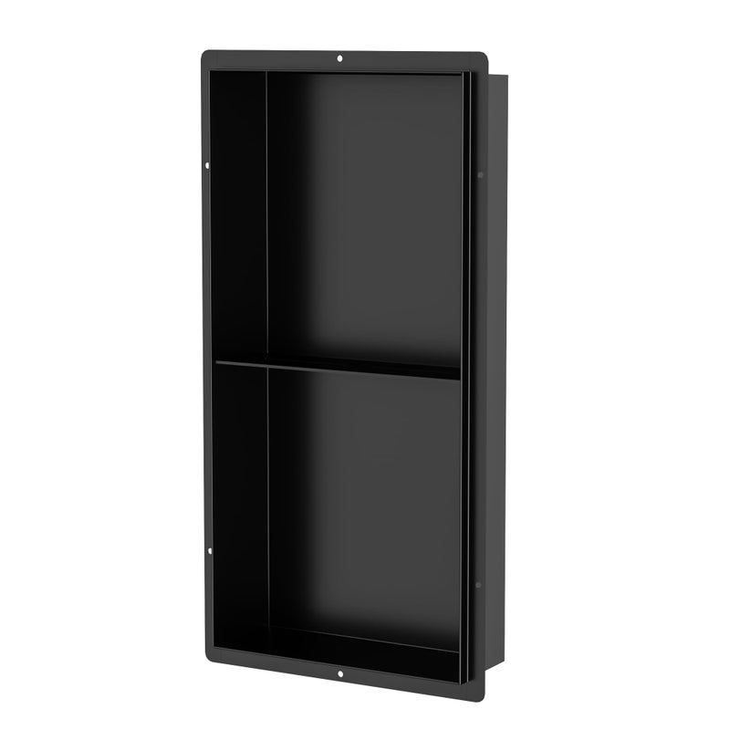 Neodrain 24X12Inch Black Shower Niche Rimless Wall Niche Stainless Steel Bathroom Wall Niche Waterproof Tile Ready Recessed Shower Cubby for Bathroom Storage Organizer - Image 3