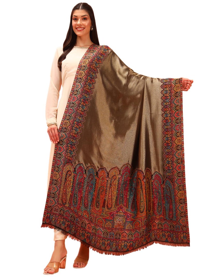 Pashmoda Women Zarvash Fine Wool Kaani Shawl, Authentic Kashmiri Luxury Pashmina Style Shawl, Stole, Medium Gents Lohi, Size (40x80 Inches, Blue Color) MZSS06 - Image 1