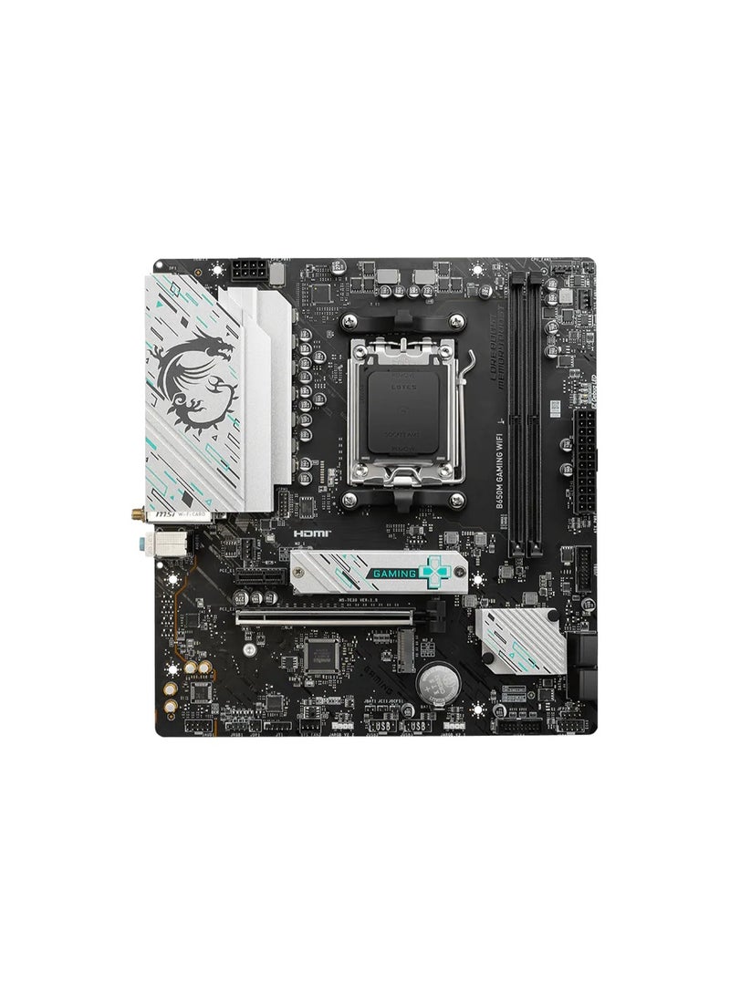 MSI B650M GAMING WIFI AM5 Micro-ATX Motherboard – 2x DDR5 Up to 128GB, 2x M.2 PCIe 4.0, 4x SATA, PCIe 4.0 x16, HDMI/DP, Wi-Fi 6E, Bluetooth 5.3, 2.5Gb LAN, Realtek ALC897 Audio, RGB, TPM 2.0, BIOS Flash, Black | 911-7E30-009 - Image 2
