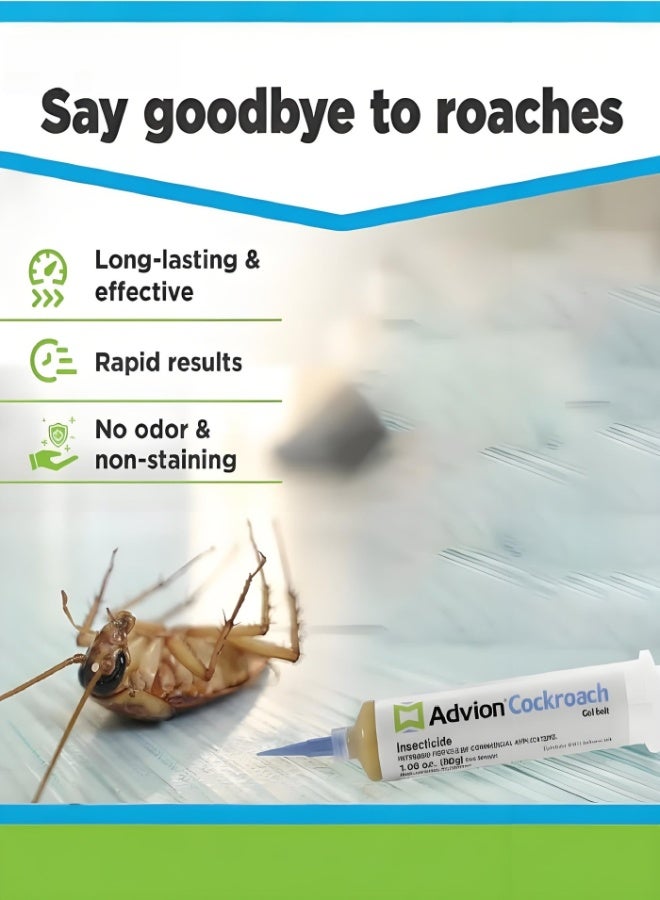 Cockroach مُصَبَّغَة جل Advion للصراصير الأصلية من الولايات المتحدة الأمريكية، تحتوي على 4 أنابيب × 30 جرام، 1 مُضَخَّة، و4 رؤوس - Image 4