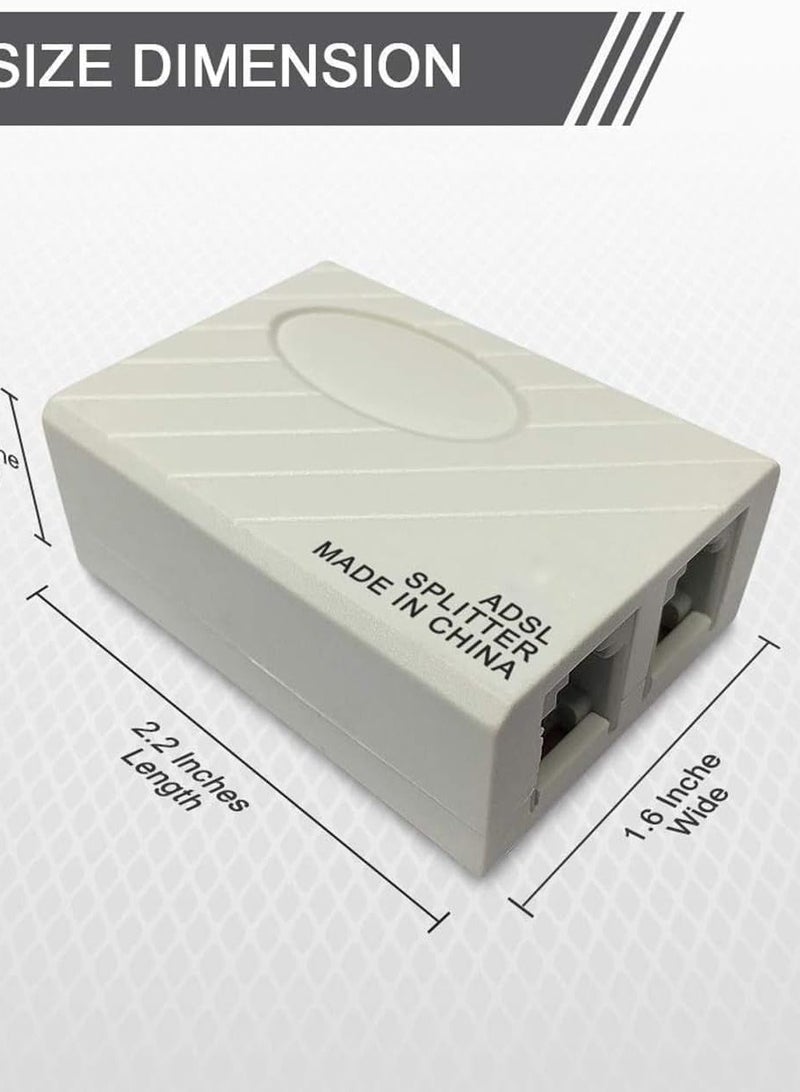 ADSL Landline Telephone Modem Splitter - RJ11 Female Plug to Dual Female Socket Adapter - (1 Pack)  - Image 4