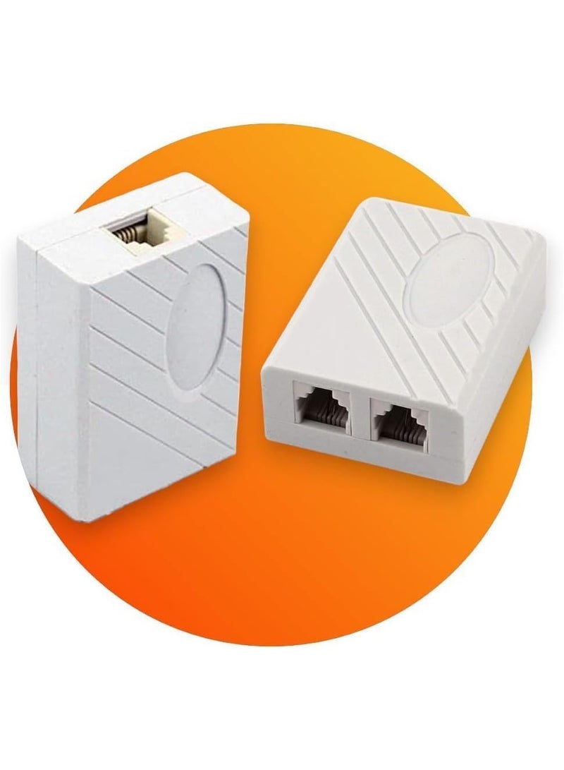 ADSL Landline Telephone Modem Splitter - RJ11 Female Plug to Dual Female Socket Adapter - (1 Pack)  - Image 2