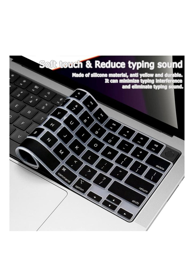 Clear Ultra Thin Silicone Keyboard Cover for 2025-2021 M4/M3/M2/M1 Pro/Max Chip MacBook Air 15.3"/13.6" A3241/A3114/A2941/A3240/A3113/A2681 MacBook Pro 14"/16" A3112/A3185/A3401/A2442/A2779/A3403/A3186/A2485/A2780, US Layout Keyboard Protector